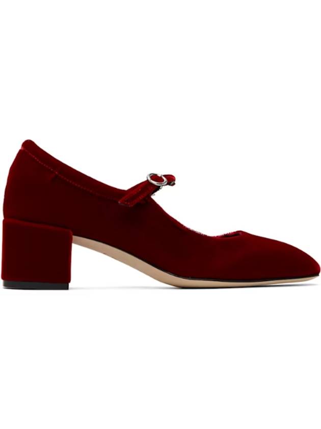 Red Aline Velvet Mary Jane Heels 251454F122000