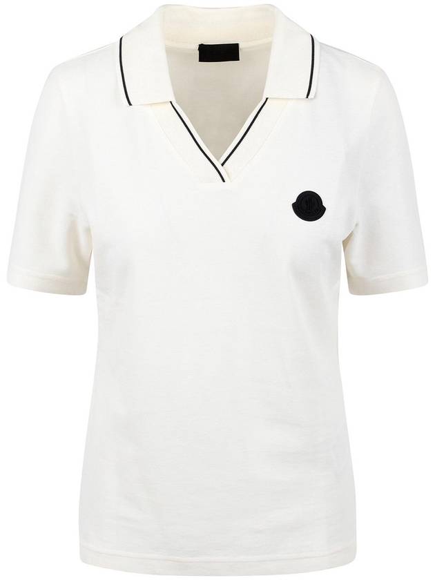Moncler Cotton piquet pole with logo patch