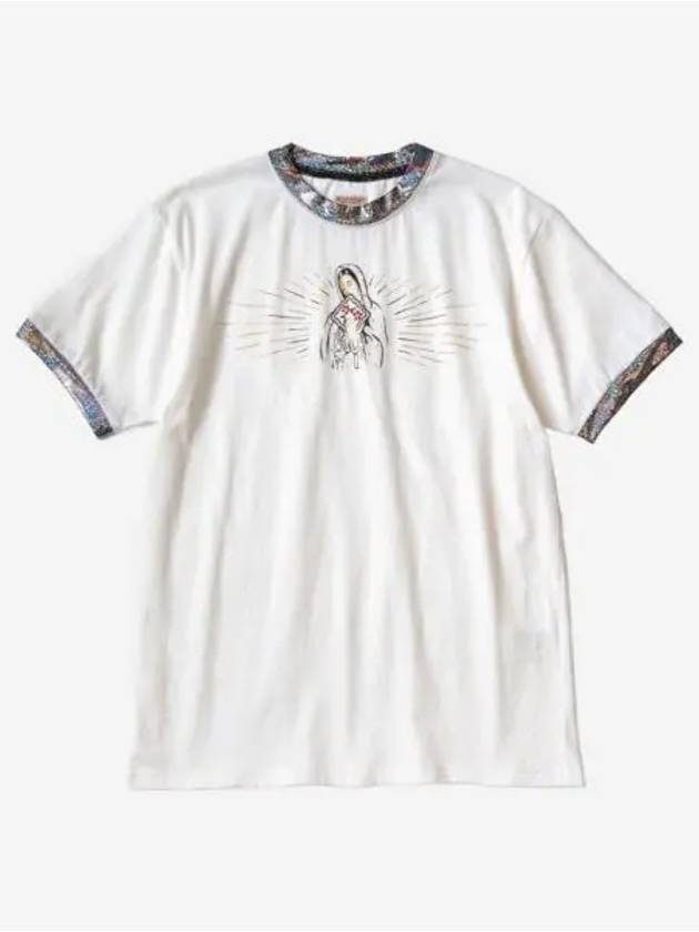 캐피탈 20 저지 글리터 링거 티셔츠 패키쉬 마리아 Pt 화이트 Kapital 20 Jersey Glitter Ringer T Shirt Peckish Maria Pt White