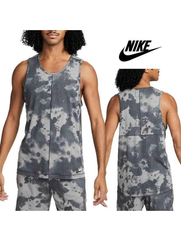 나이키 요가 얼룩 프린트 탱크 탑 나시 티셔츠 블랙 베이직 스포츠웨어 민소매