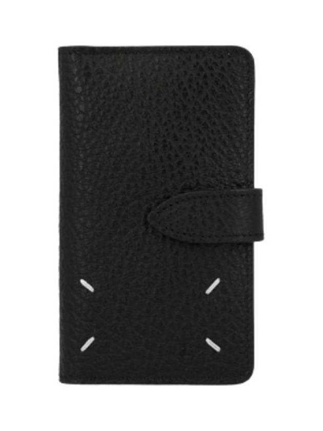 메종 마르지엘라 포 스티치 그레인 레더 카드 홀더 블랙 SA2VX0004P4455T8013