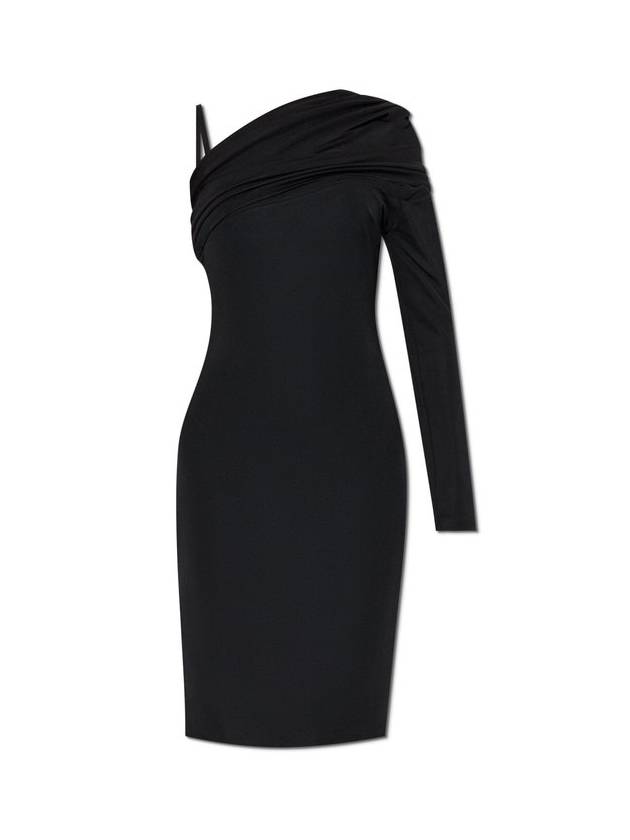 베르사체 컷아웃 디테일 원숄더 드레스