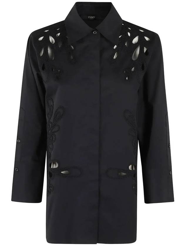 세븐티 플로럴 컷아웃 스트레이트 헴 셔츠 CA142350780083096_999NERO