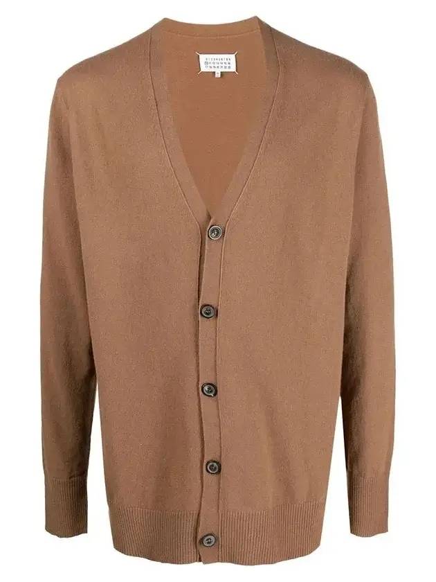 메종마르지엘라 시그니처 스티치 브이넥 울 가디건 베이지