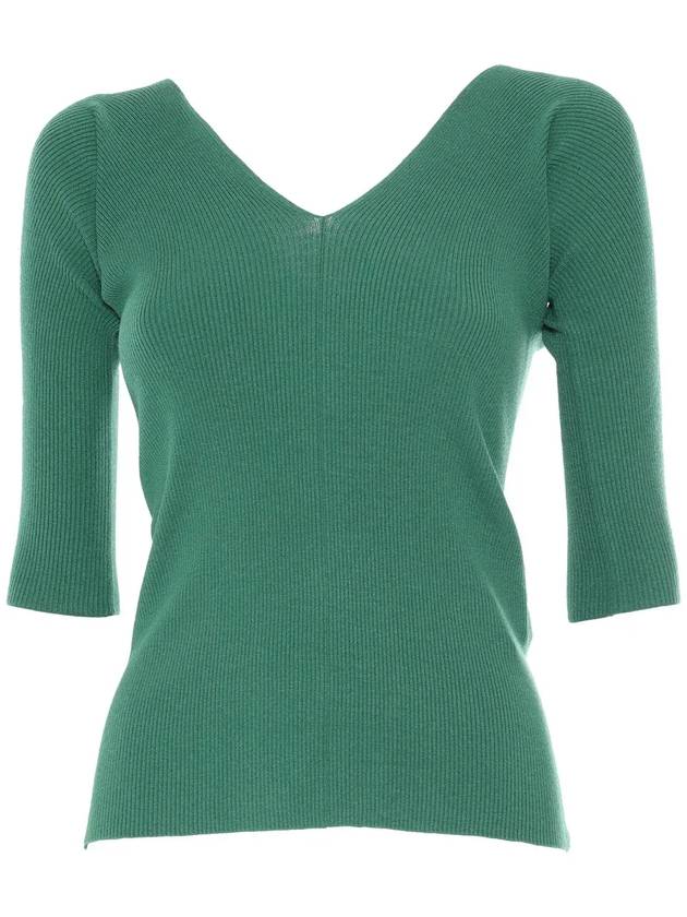 Weekend Max Mara 브이넥 반소매 점퍼 2425366031600_5GREEN