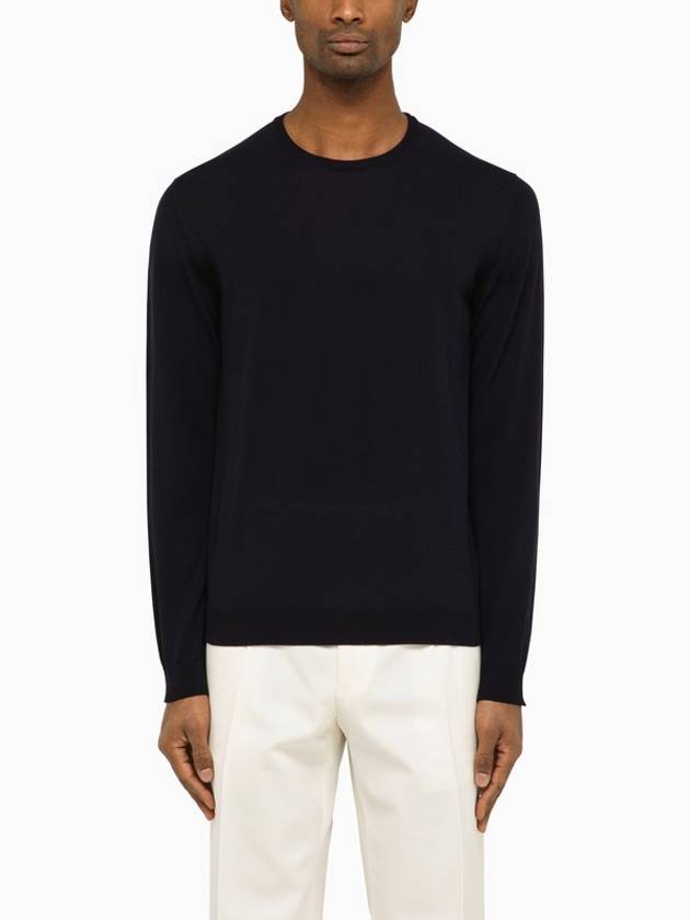 Roberto Collina Navy blue cotton crew-neck sweater