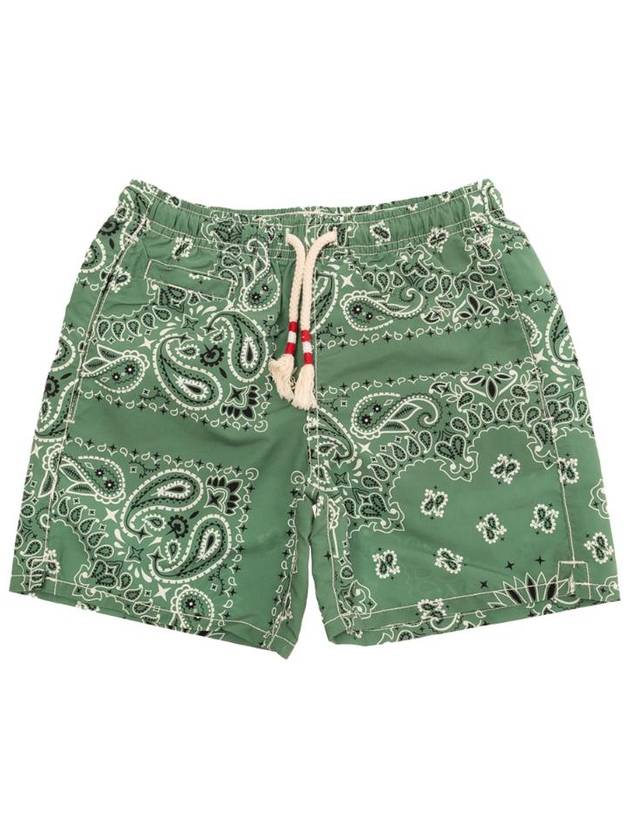 MC2 SAINT BARTH KIDS Green Swimsuit With Elastic Waist With Drawstring and All Over Bandana Motif in Fabric Boy CAP000301177HBANDANNAROUND5201