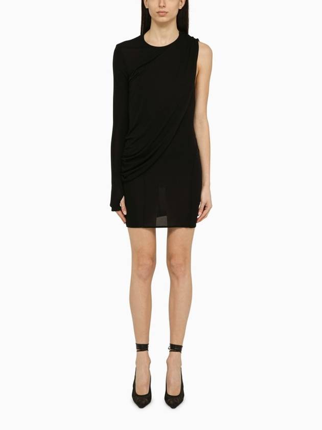 ANDREADAMO Black viscose one-shoulder dress with drape