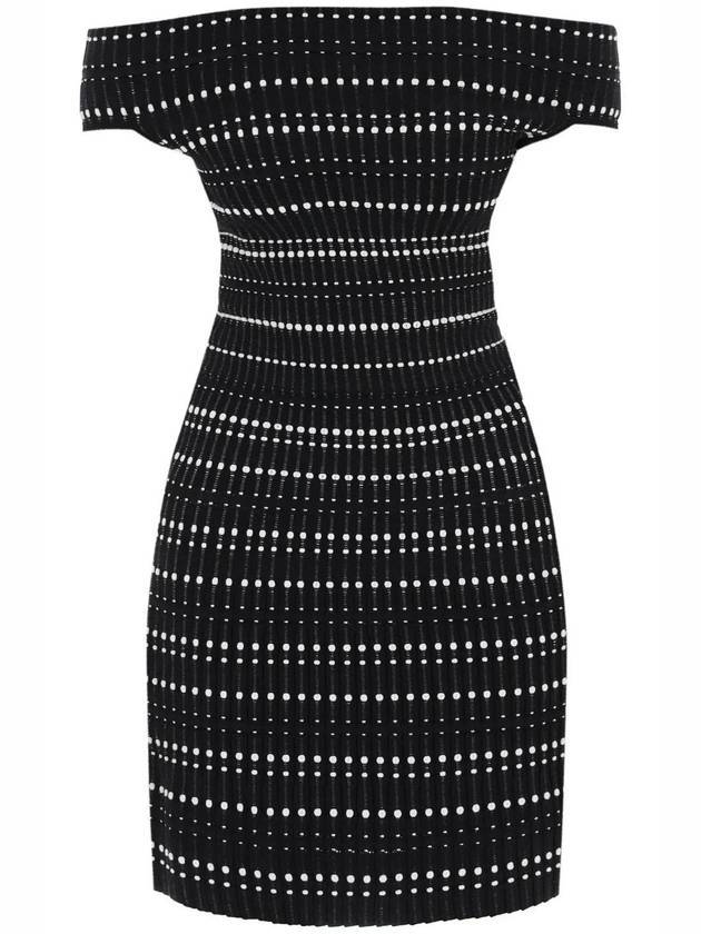 알렉산더 맥퀸 여성 투톤 니트 숏 원피스 블랙