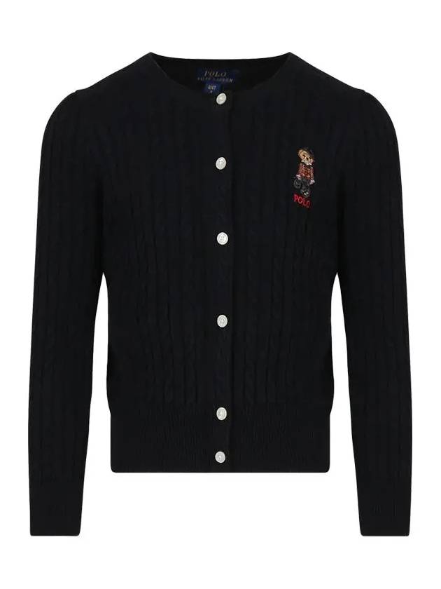 23FW 키즈 여성 베어 로고 가디건 블랙 919829 002