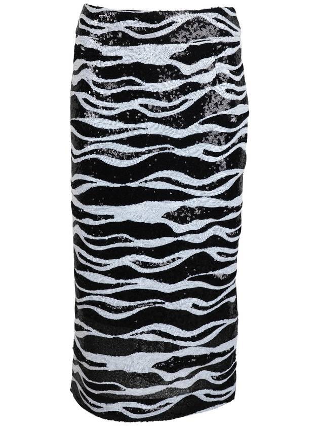 돌체앤가바나 여성 시퀸 미디 H라인 스커트 블랙 화이트