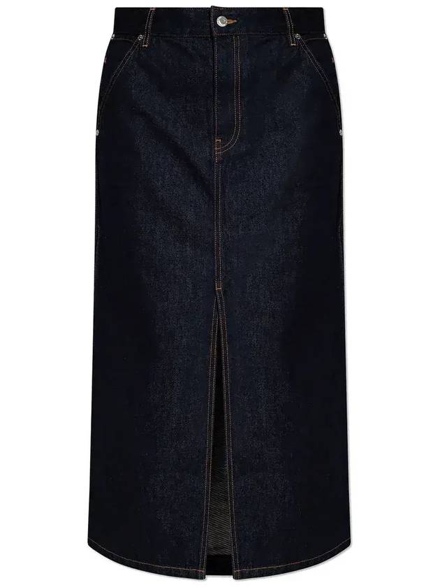 Helmut Lang A 라인 프론트 슬릿 미디 데님 스커트 N06DW3010_VJK