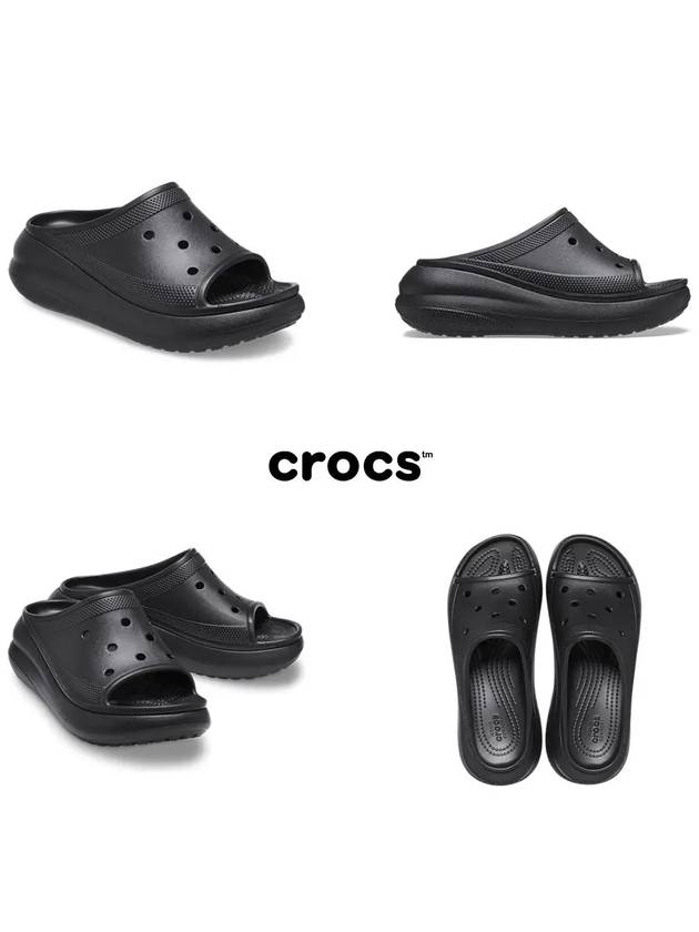 크록스 크러시 슬라이드 굽 슬리퍼 블랙