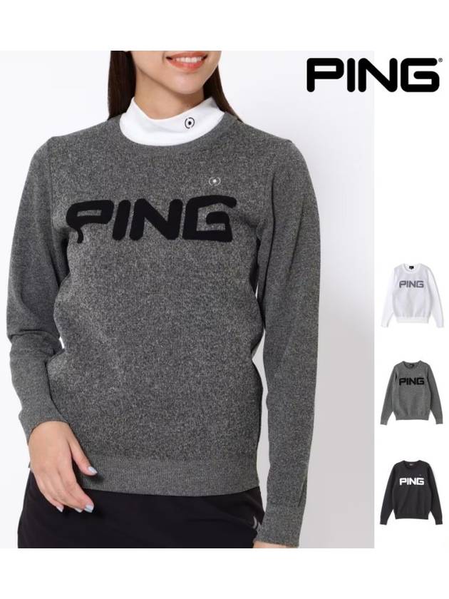23FW 핑 여성골프니트 라운드넥 로고 스웨터