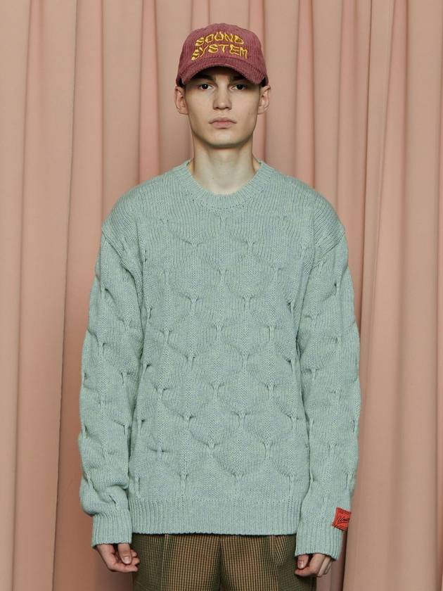 어널로이드 엠보싱 클로버 니트탑 민트