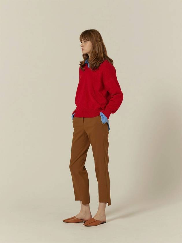 칼레이트 여성 솔리드 오픈 카라 캐시미어 니트탑