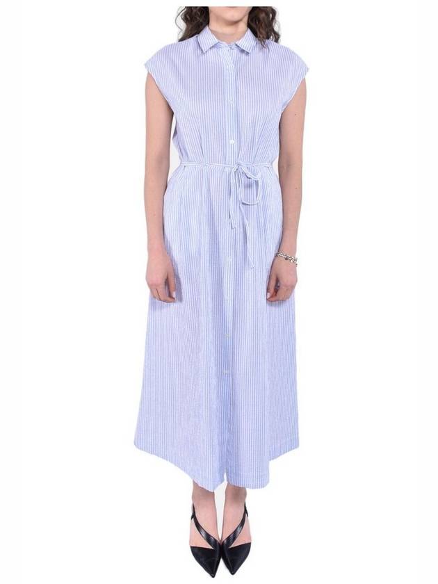 울리치 핀스트라이프 타이 웨이스트 롱 셔츠 드레스