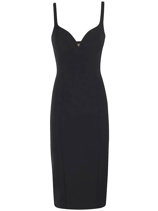 엘리자베타 프란치 스윗하트넥 슬리브리스 크레이프 미디 드레스 AB71146E2_110