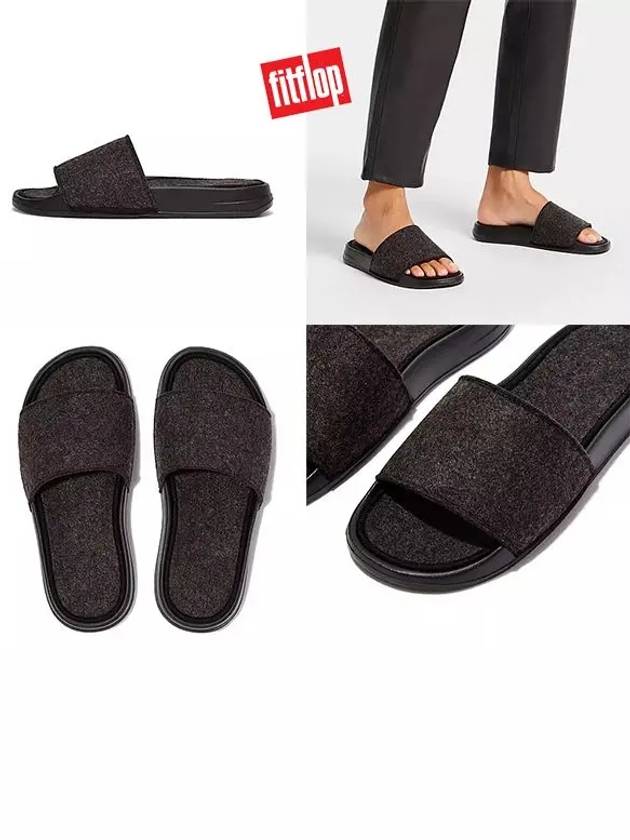 핏플랍 아이쿠션 E01 펠트 재활용 슬라이드 슬리퍼 블랙