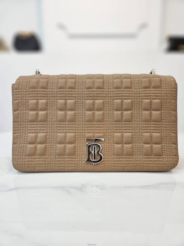 버버리 그레인 레더 퀄팅 롤라백 미듐 브라운 80225981