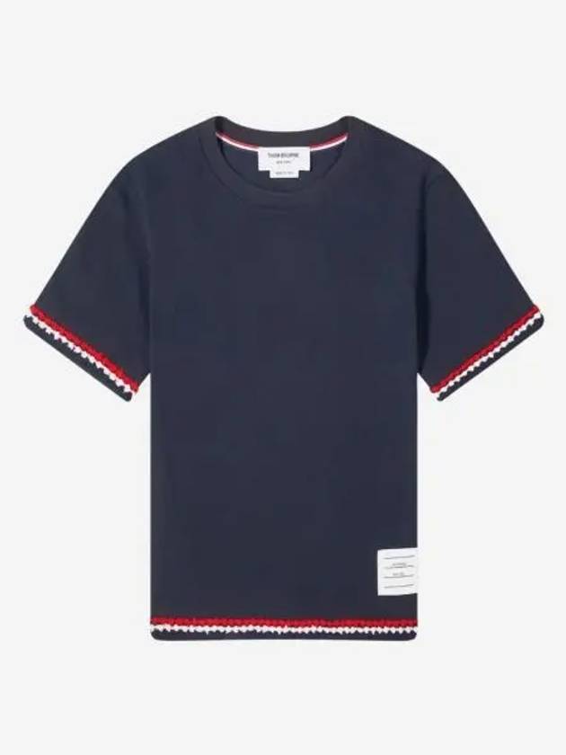 W 톰브라운 RWB 스트라이프 코튼 티셔츠 블루 W Thom Browne RWB Stripe Cotton T Shirt Blue