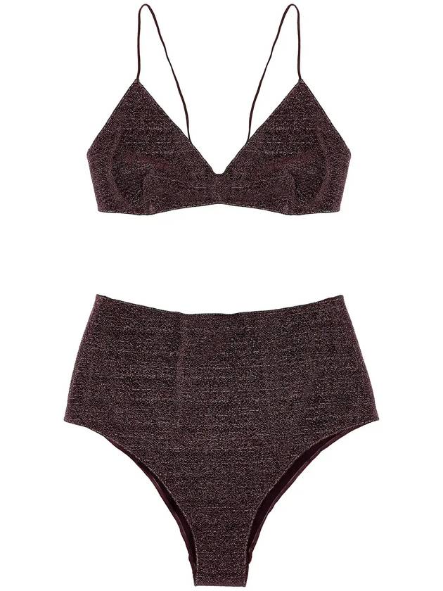 Oseree Lurex 하이 웨이스트 비키니 세트 LMS803_AUBERGINE
