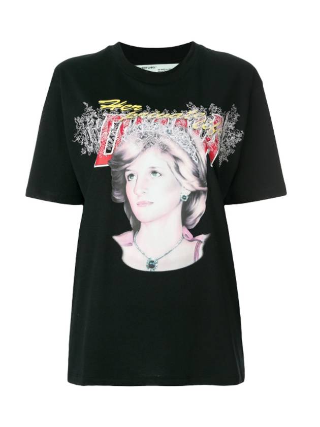 오프화이트 레이디 다이애나 프린트 반팔 티셔츠 블랙