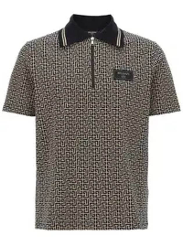 발망 자카드 코튼 PK셔츠 블랙