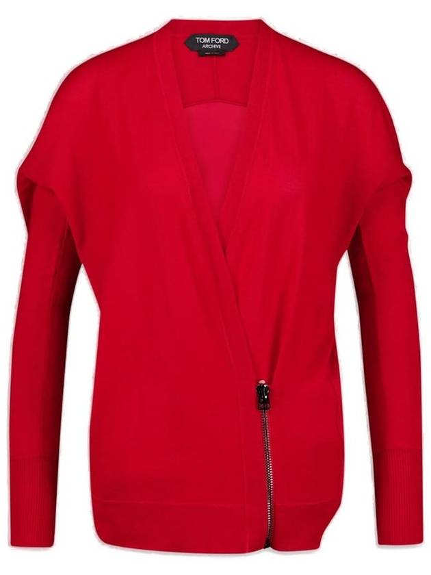 톰포드 지퍼 디테일 래핑 카디건