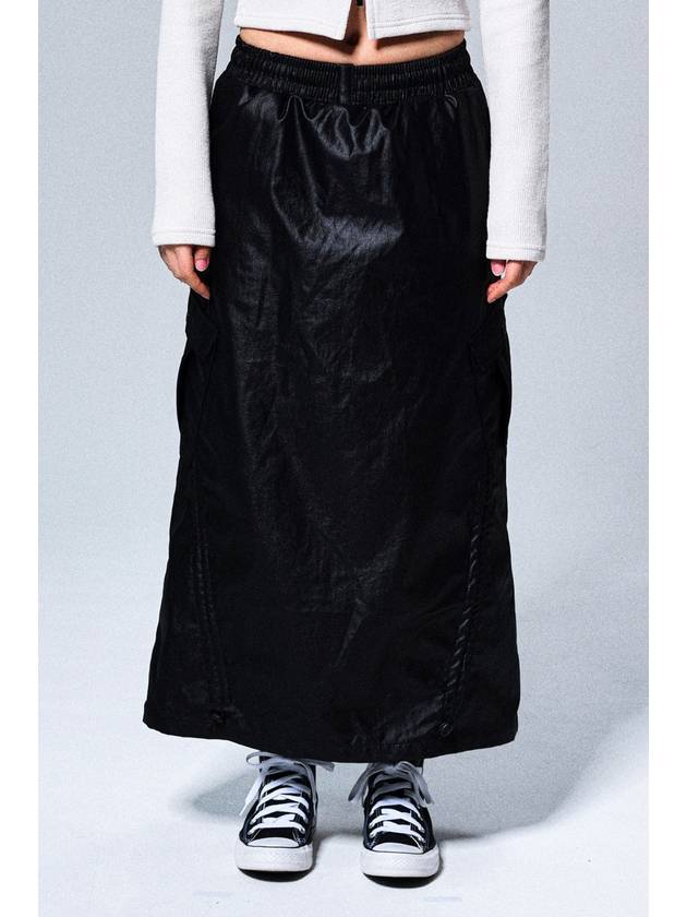 HEART BAND CARGO LONG SKIRTS BLACK