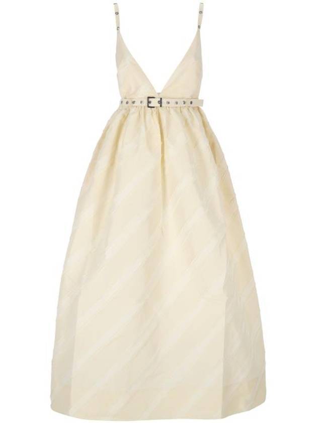 가니 스트라이프 스트랩 미디원피스 에그렛