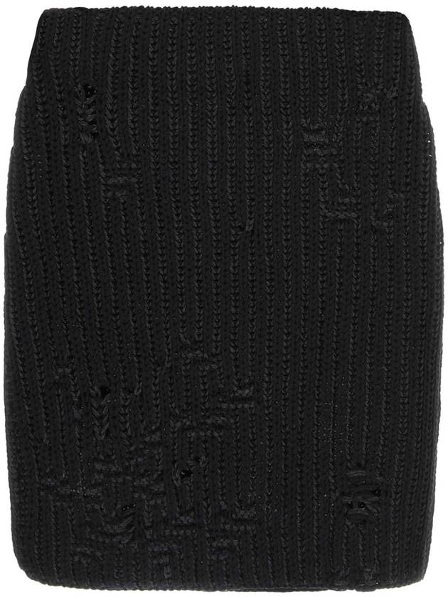 23SS JW 앤더슨 블랙 코튼 and acrylic 미니 스커트 KW0810YN0151 999