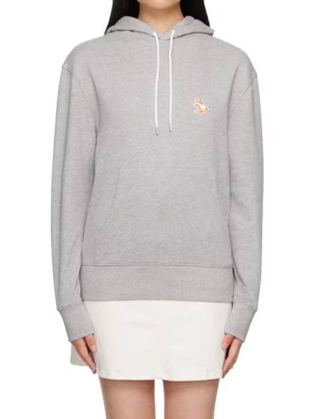 메종키츠네 칠랙스 칠렉스 폭스 패치 후디 후드티 스웻셔츠 스웨트셔츠 맨투맨 코튼 그레이 멜란지 여성