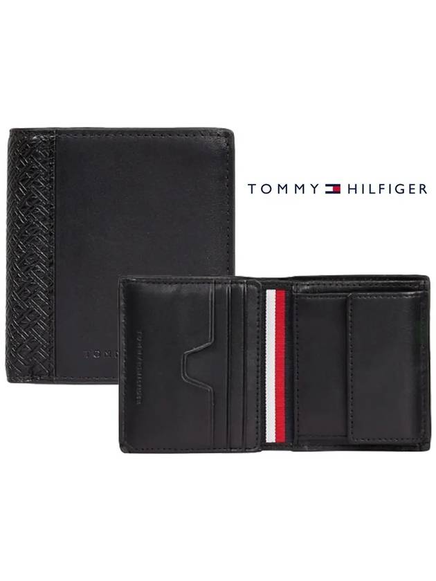타미힐피거 가죽 모노그램 2단 남성 지갑 블랙 HILFIGER 타미