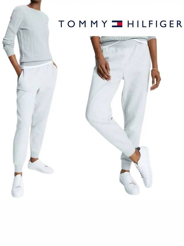 타미힐피거 여성 솔리드 스웨트 조거팬츠 바지 그레이