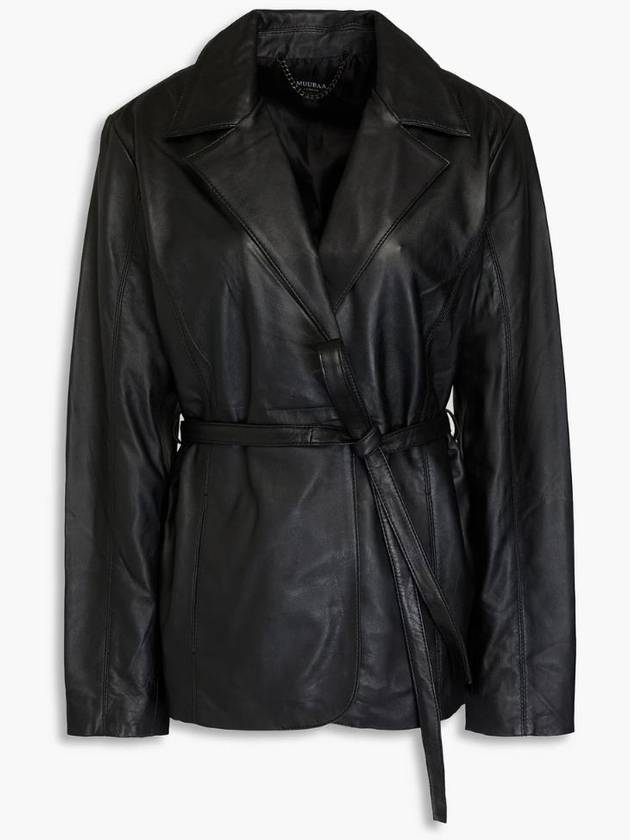 NB07 무바 여성 레더 자켓 Belted leather blazer
