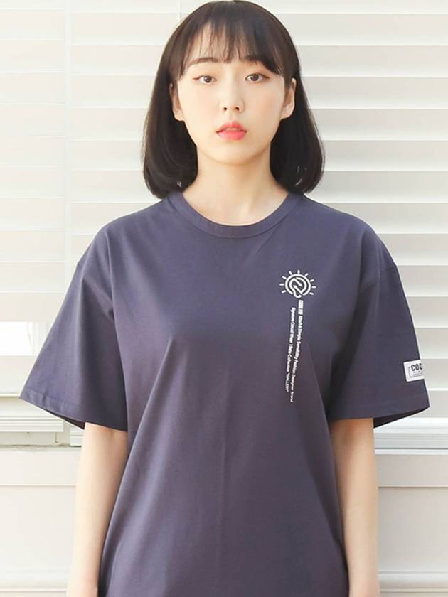 코드아이엠 심볼 레터링 프린팅 오버핏 반팔 티셔츠 네이비
