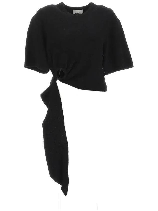 Nanushka Davita 비대칭 크루넥 테리클로스 탑 NW23PFTP00799CS_BLACK