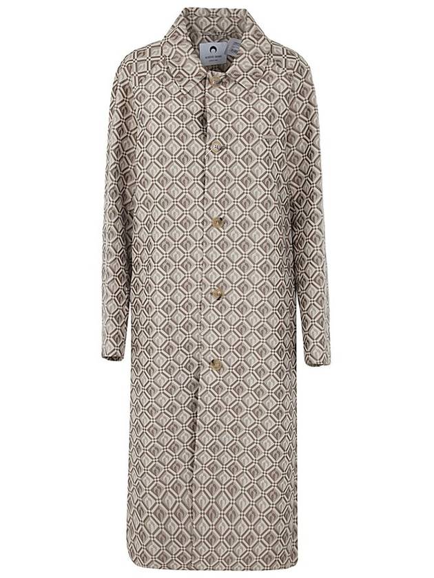 Marine Serre 문 자카드 싱글 브레스티드 코트