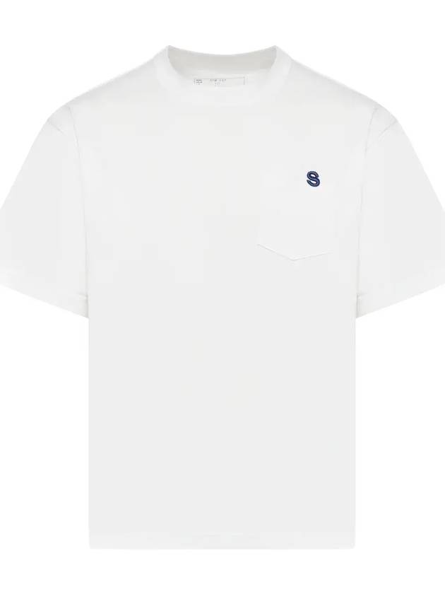 Sacai 로고 자수 크루넥 티셔츠 SCM229_101WHITE