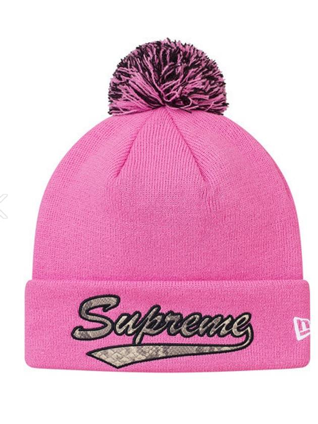 17FW 슈프림 뉴 에라 스네이크 스크립트 비니 핑크 SUPREME NEW ERA SNAKE SCRIPT BEANIE