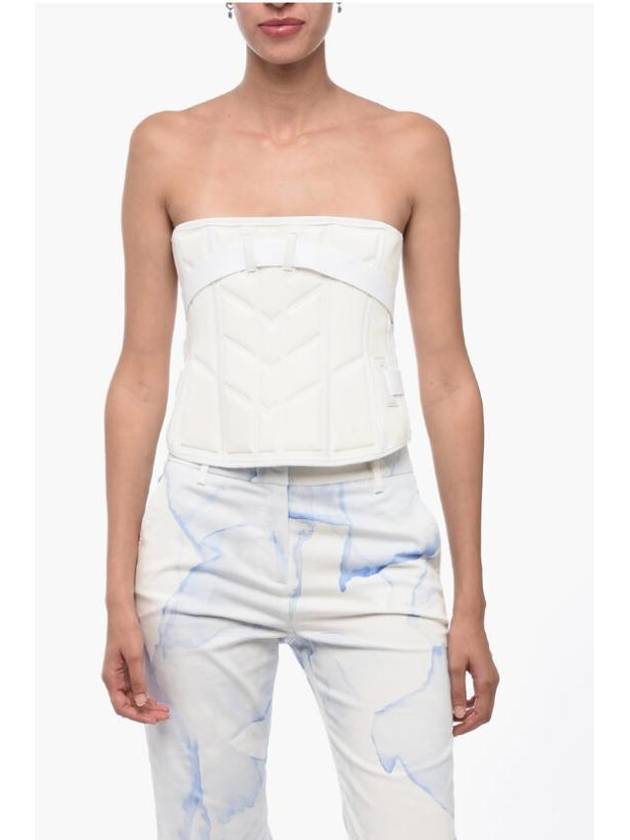 디올 엠보싱 로고 버클 코르셋 화이트