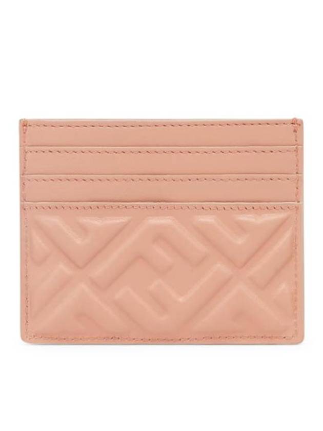 펜디 바게트 엠보스드 FF 로고 카드 지갑 핑크