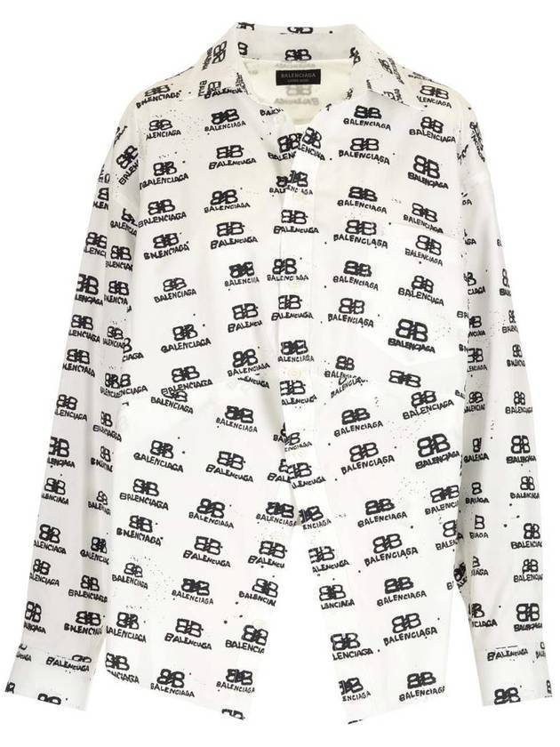 발렌시아가 올오버 로고 셔츠 화이트