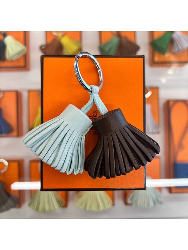 에르메스 카르멘 듀오 키링 테슬 백참 초코 민트