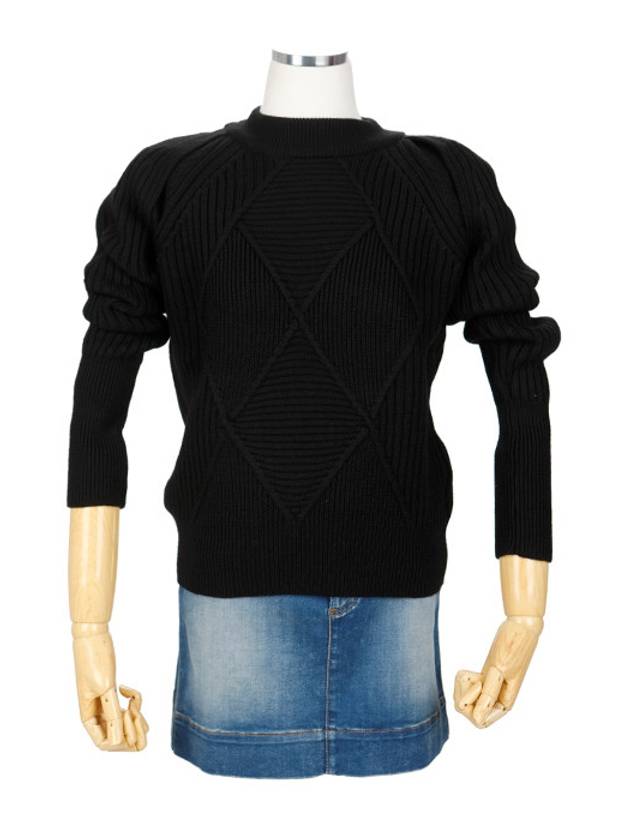 겐조/2TO431 836 99/100% 울 소재 여성 짜임 블랙 맨투맨