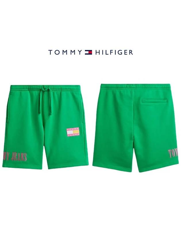 타미힐피거 반바지 팝 드롭 플래그 스팬츠 그린 남자반바지 오버핏 운동용반바지