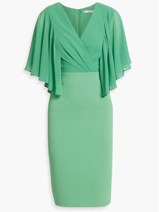 NB07 배즐리미슈카 여성 원피스 Wrap effect chiffon paneled crepe dress 1647597327342816