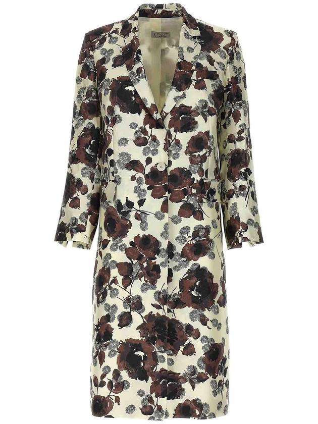 Alberto Biani Floral Print Trench Coat
