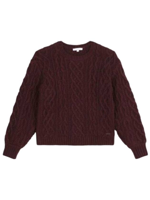 끌로에 키즈 울 코튼 니트 탑 버건디